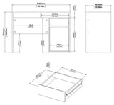 Function Plus Skrivebord 1 låge og skuffe, Oxid grå/Hvid
