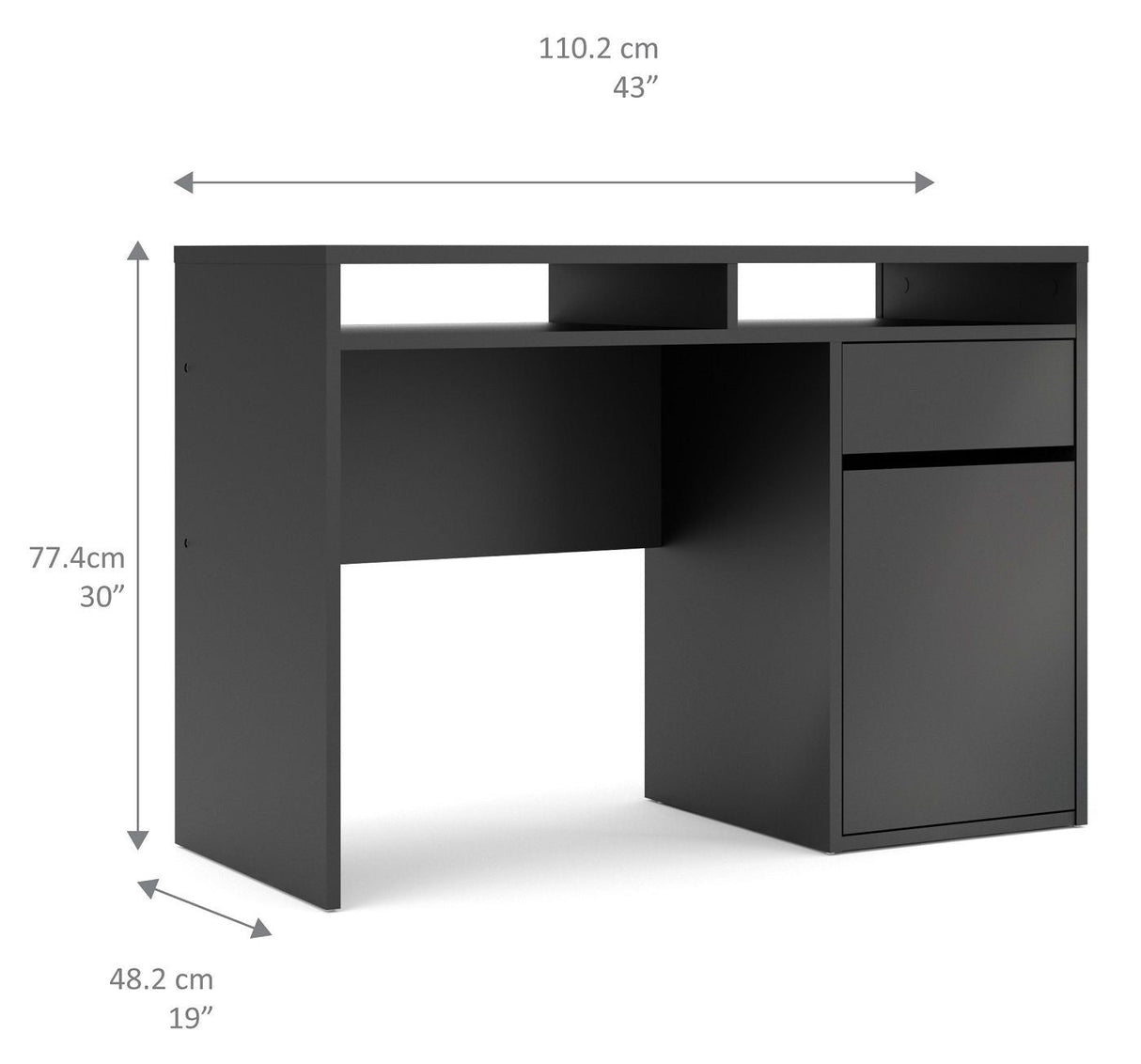 Function Plus Skrivebord m. 1 låge - Mat sort