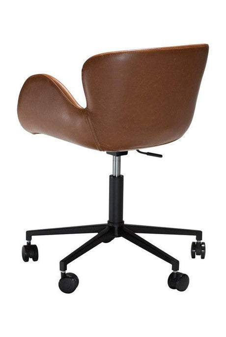 Gaia Kontorstol, vintage lysebrun kunstlæder/Sorte ben - Unoliving.com