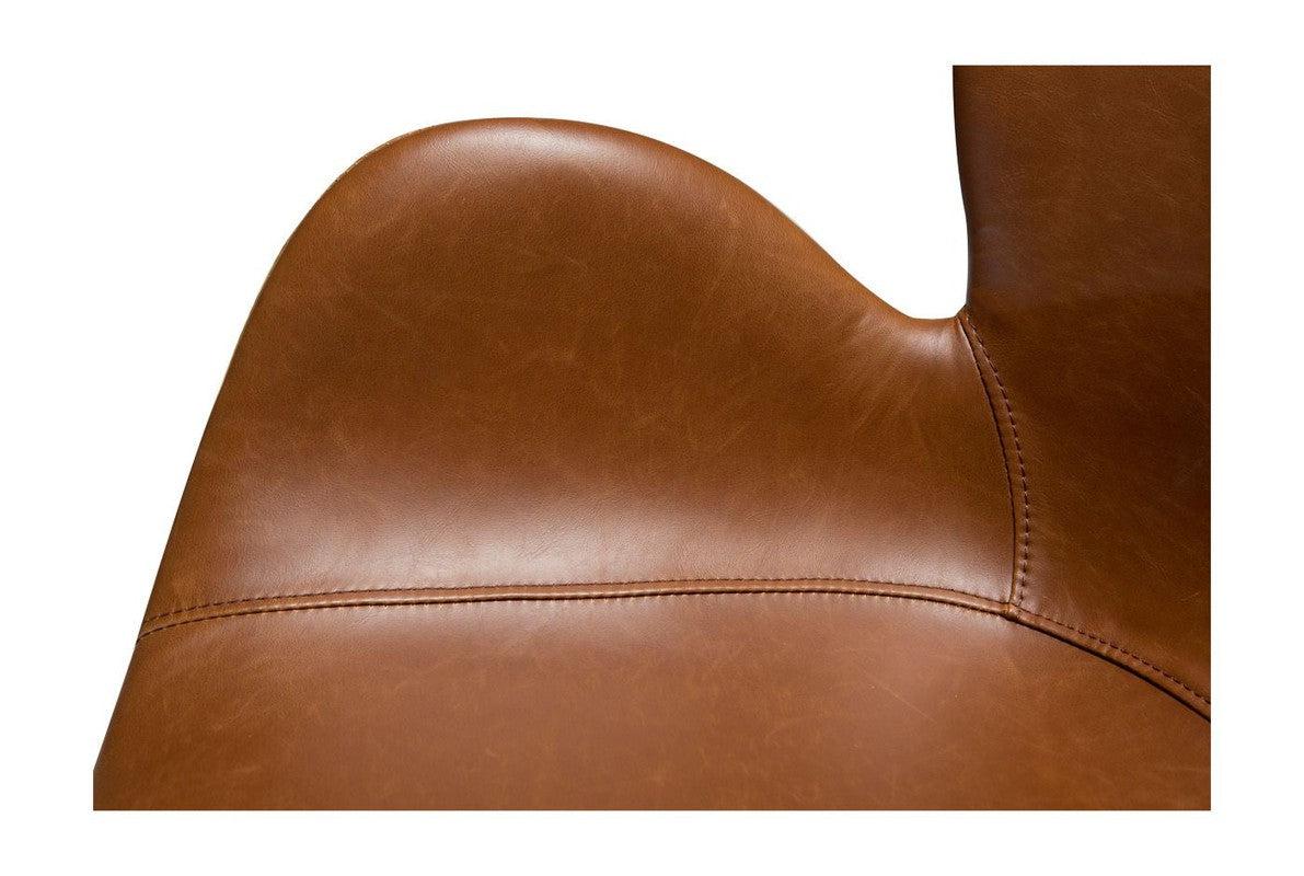 Gaia Kontorstol, vintage lysebrun kunstlæder/Sorte ben - Unoliving.com
