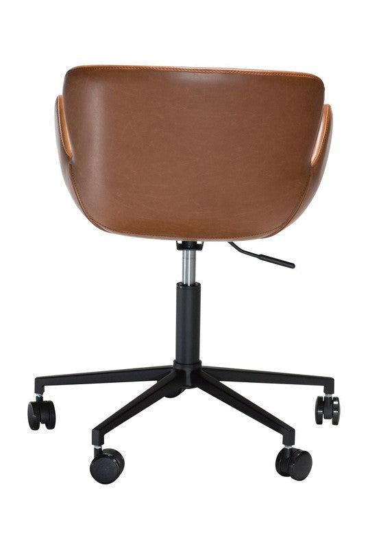 Gaia Kontorstol, vintage lysebrun kunstlæder/Sorte ben - Unoliving.com