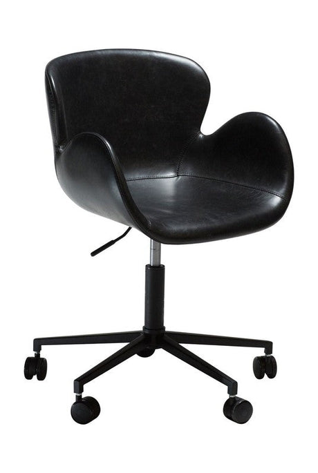 Gaia Kontorstol, vintage sort kunstlæder/Sorte ben - Unoliving.com