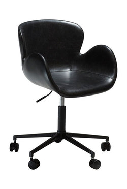 Gaia Kontorstol, vintage sort kunstlæder/Sorte ben - Unoliving.com