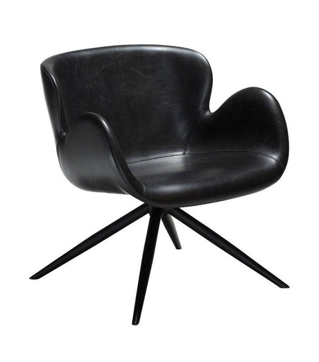Gaia Loungestol, vintage sort kunstlæder/Sorte ben - Unoliving.com