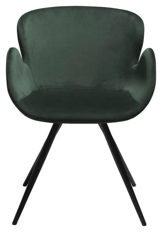 Gaia Spisebordsstol, emerald grøn velourm. sort ben
