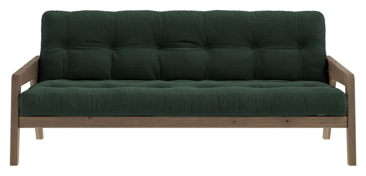 Grab Sovesofa, Brun lakeret fyrretræ, Seaweed fløjl - Unoliving.com