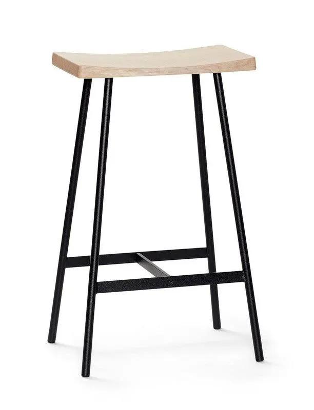 HC2 barstol, Sort, Hvidpigmenteret eg, SH: 65cm