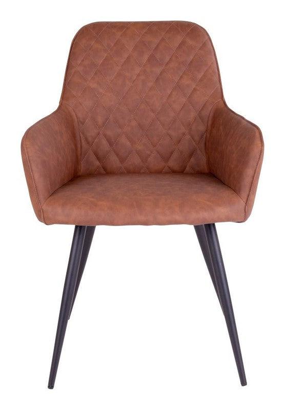 Harbo Spisebordsstol, vintage brun kunstlæder - Unoliving.com