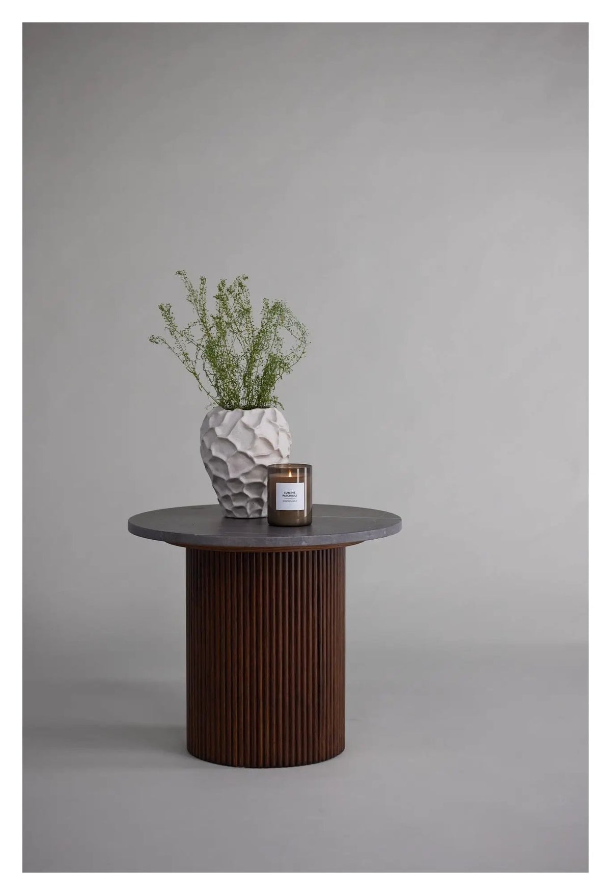 Härön Sidebord Ø52 - Brun/mørkegrå marmor