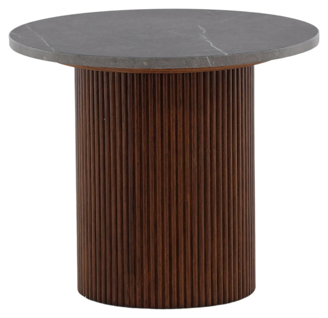 Härön Sidebord Ø52 - Brun/mørkegrå marmor