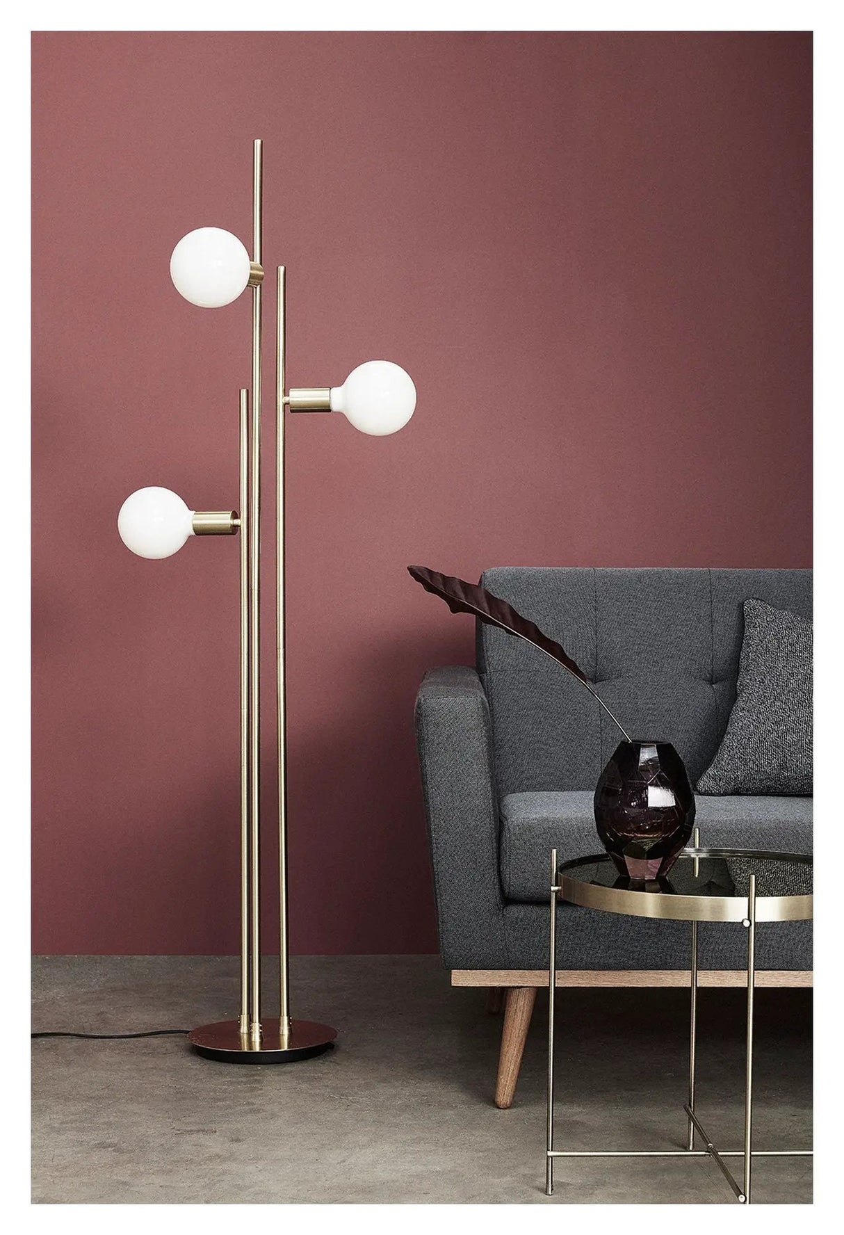 Hübsch Balance Gulvlampe m/pære, Messing
