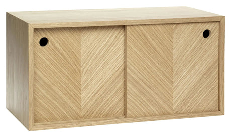 Hübsch Herringbone Hylde m. 2 skydelåger, Natur