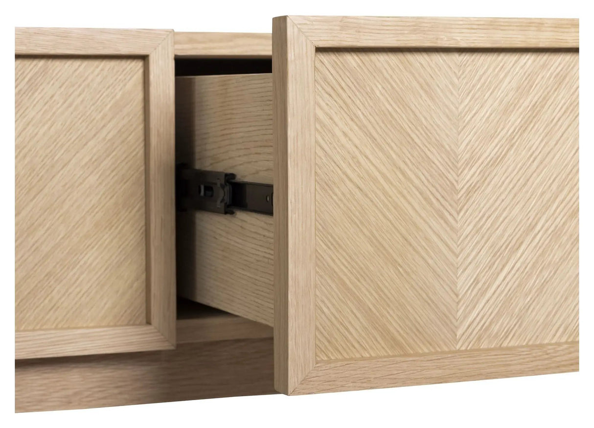 Hübsch Herringbone Konsolbord m. 3 skuffer, Eg/Egefinér