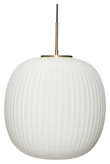 Hübsch Serene Pendel m/pære, hvid glas/messing
