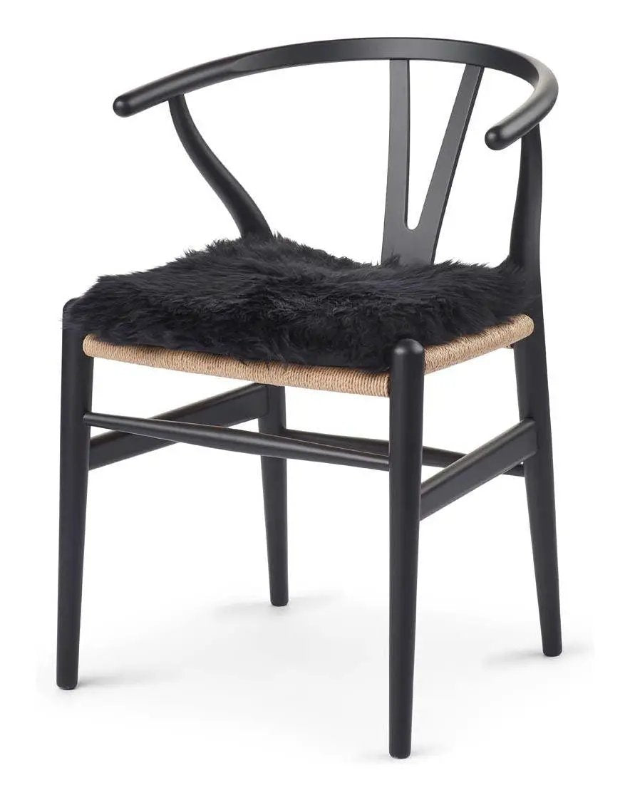 Hynde af Premium NZ langhåret lammeskind - Sort, 37x37