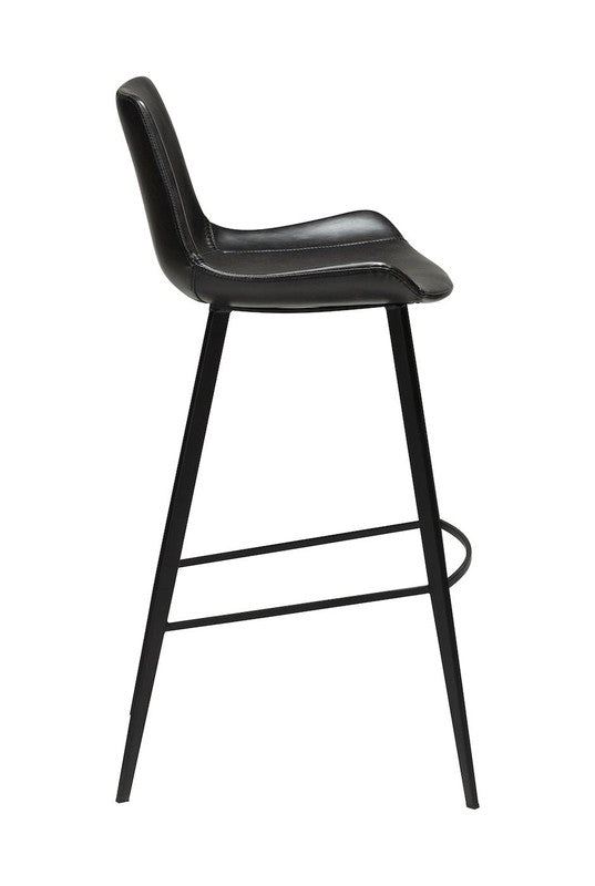 Hype Barstol, vintage sort kunstlæder, sorte ben - Unoliving.com