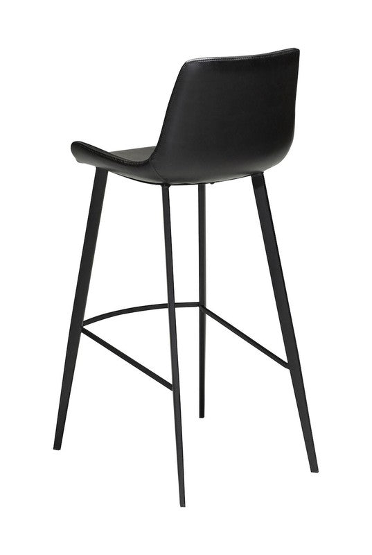 Hype Barstol, vintage sort kunstlæder, sorte ben - Unoliving.com