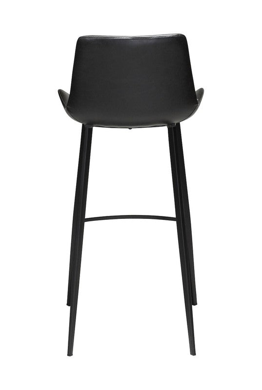 Hype Barstol, vintage sort kunstlæder, sorte ben - Unoliving.com
