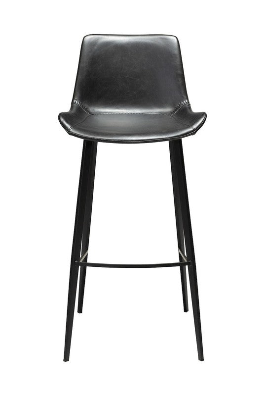 Hype Barstol, vintage sort kunstlæder, sorte ben - Unoliving.com