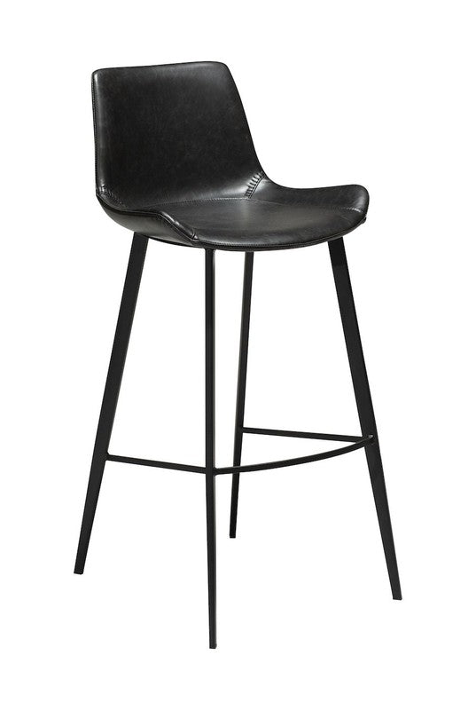 Hype Barstol, vintage sort kunstlæder, sorte ben - Unoliving.com
