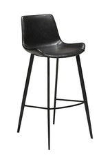 Hype Barstol, vintage sort kunstlæder, sorte ben - Unoliving.com