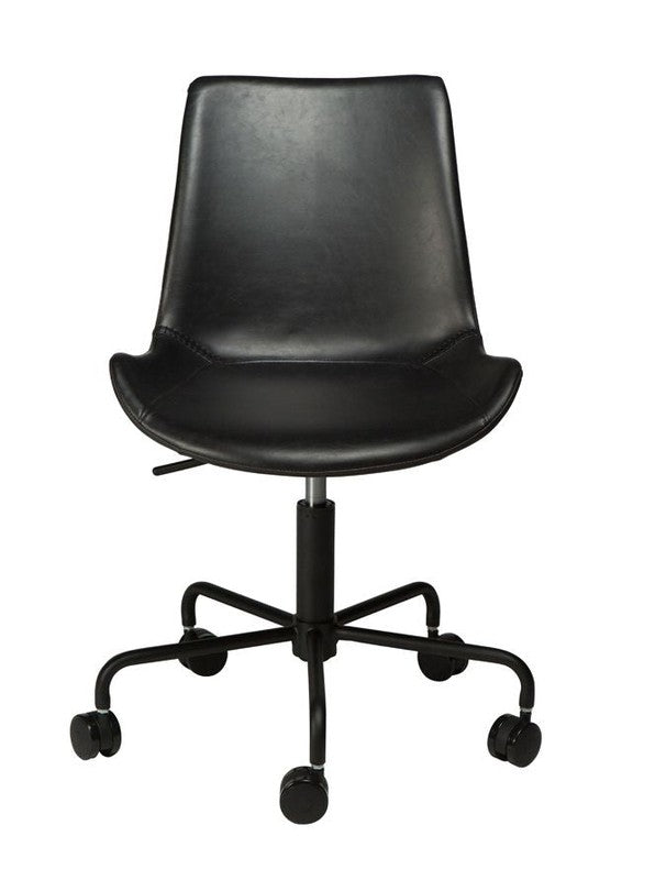 Hype Kontorstol, vintage sort kunstlæder/sort base - Unoliving.com