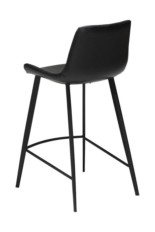 Hype barstol, vintage sort kunstlæder, sorte ben, SH: 65cm - Unoliving.com