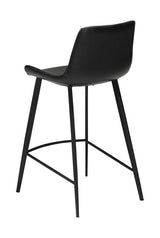 Hype barstol, vintage sort kunstlæder, sorte ben, SH: 65cm - Unoliving.com