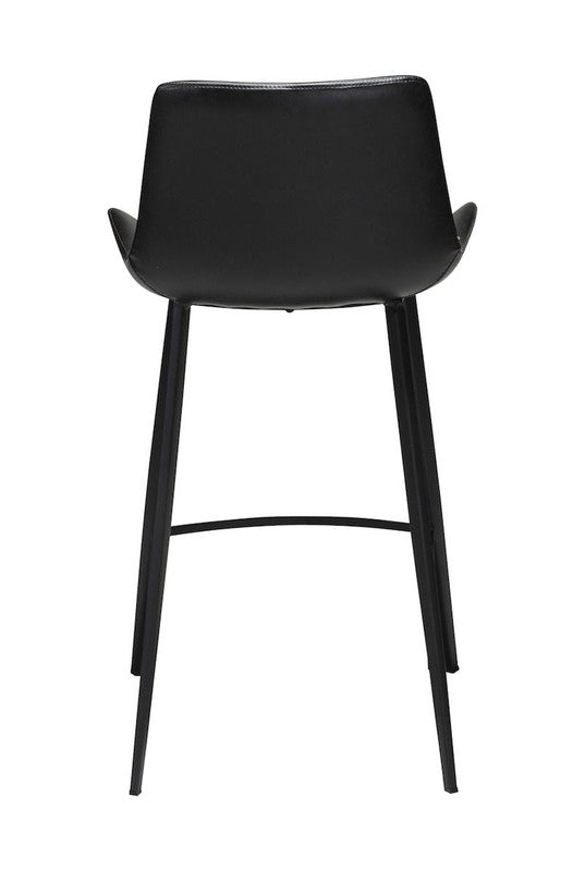 Hype barstol, vintage sort kunstlæder, sorte ben, SH: 65cm - Unoliving.com