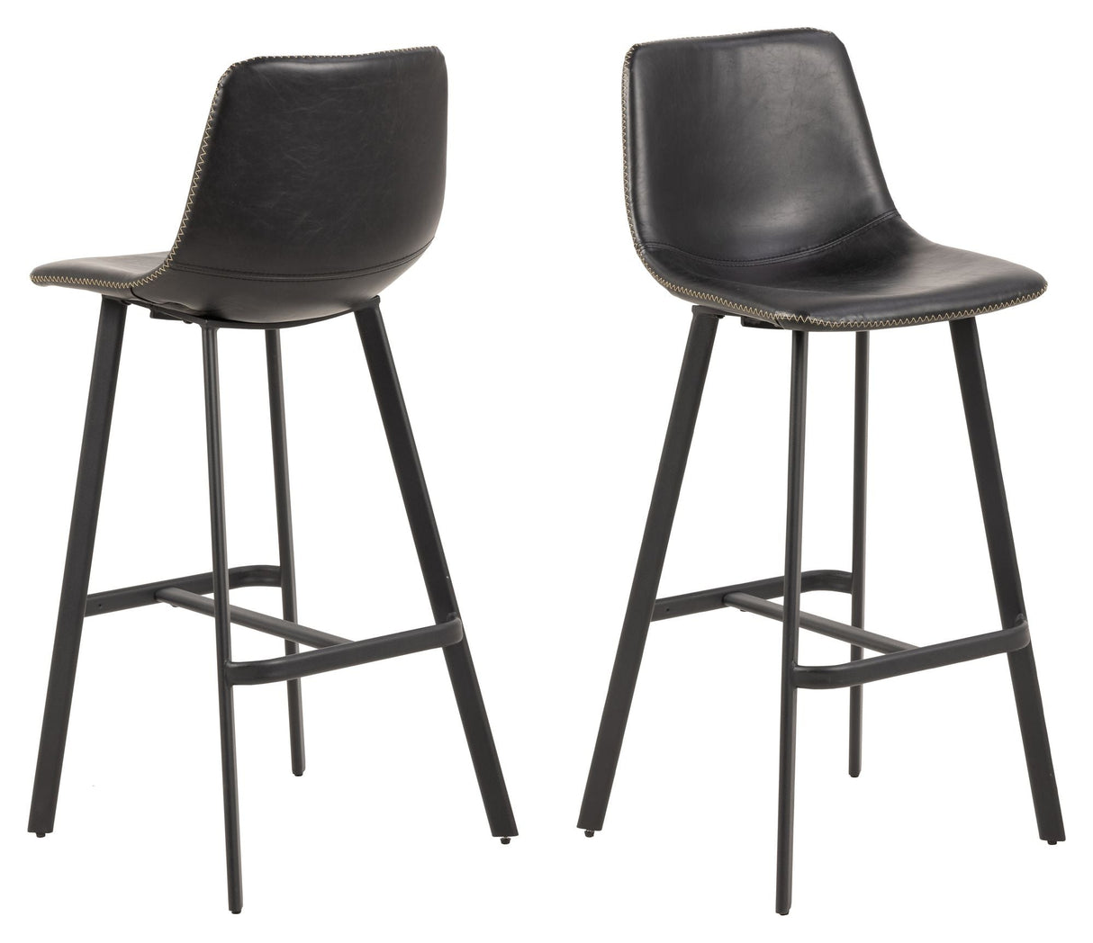 I_Oregon Barstol, PU Vintage læderlook sort - Unoliving.com