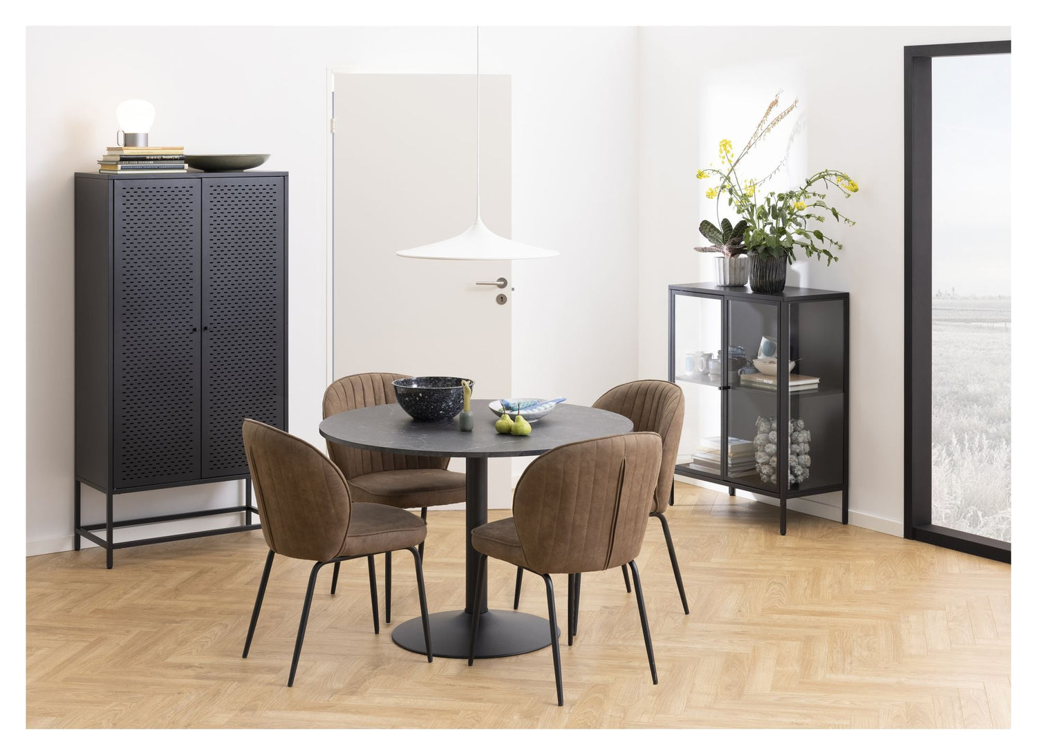 Ibiza Spisebord Ø110m. sort marmorprint Matsort, Ø110 - Unoliving.com