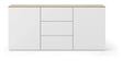 Join Skænk m. 2 låger og 3 skuffer, Mat hvid/Eg Top, 180x50x84 - Unoliving.com
