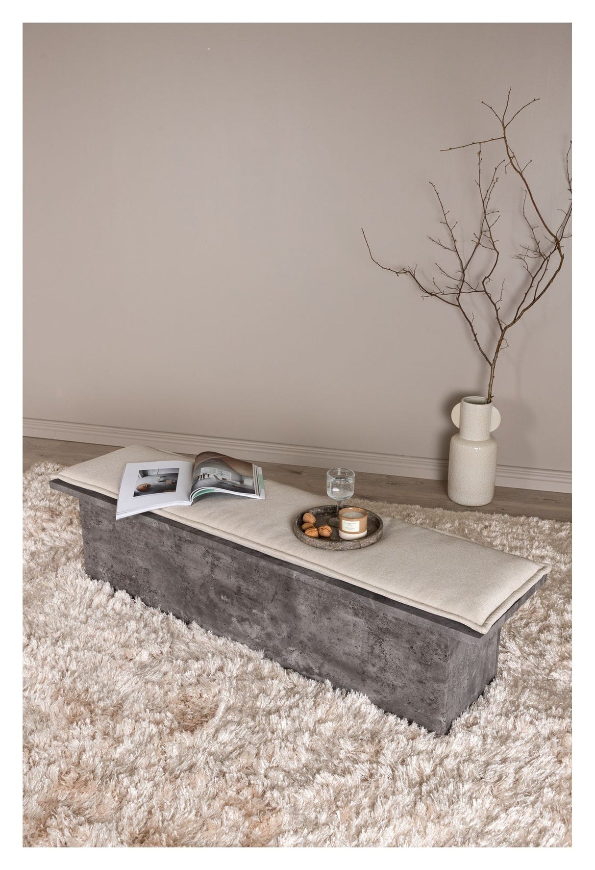 Kellogg Bænk - Grå/offwhite - Unoliving.com