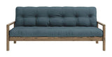 Knob Sovesofa, Brun lakeret fyrretræ, Petrol Blue - Unoliving.com