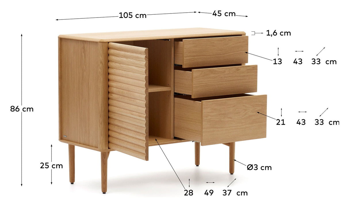 Lenon Skænk, Natur/Egefinér, 105x45 - Unoliving.com