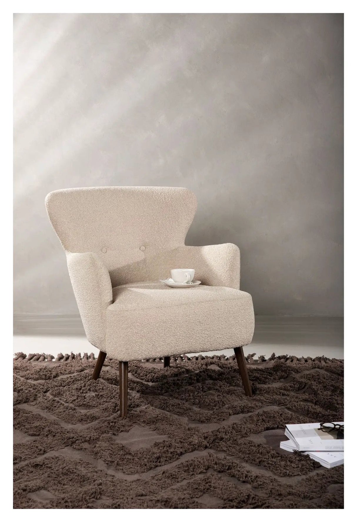Lincoln Lænestol - Beige Bouclé