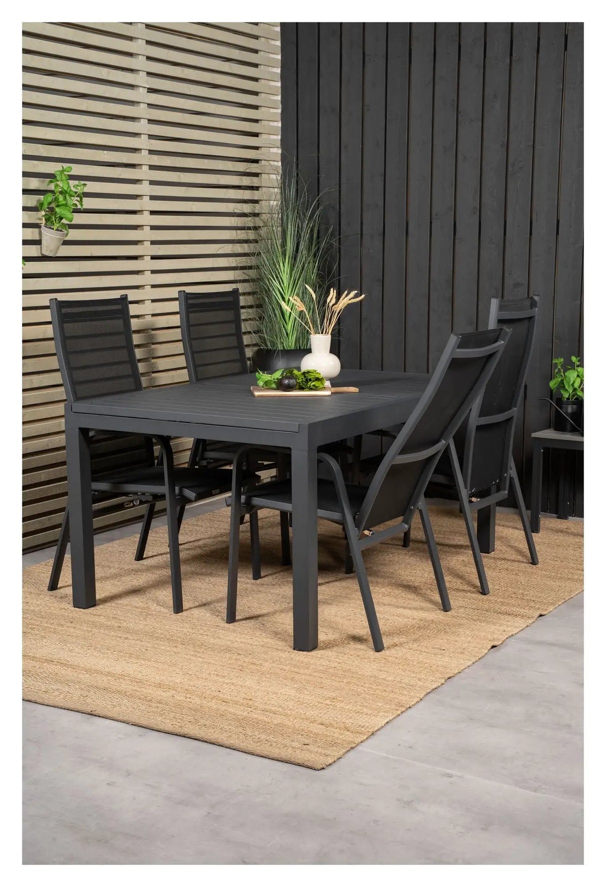 Marbella Havebord 160/240*100, Sort/Sort
