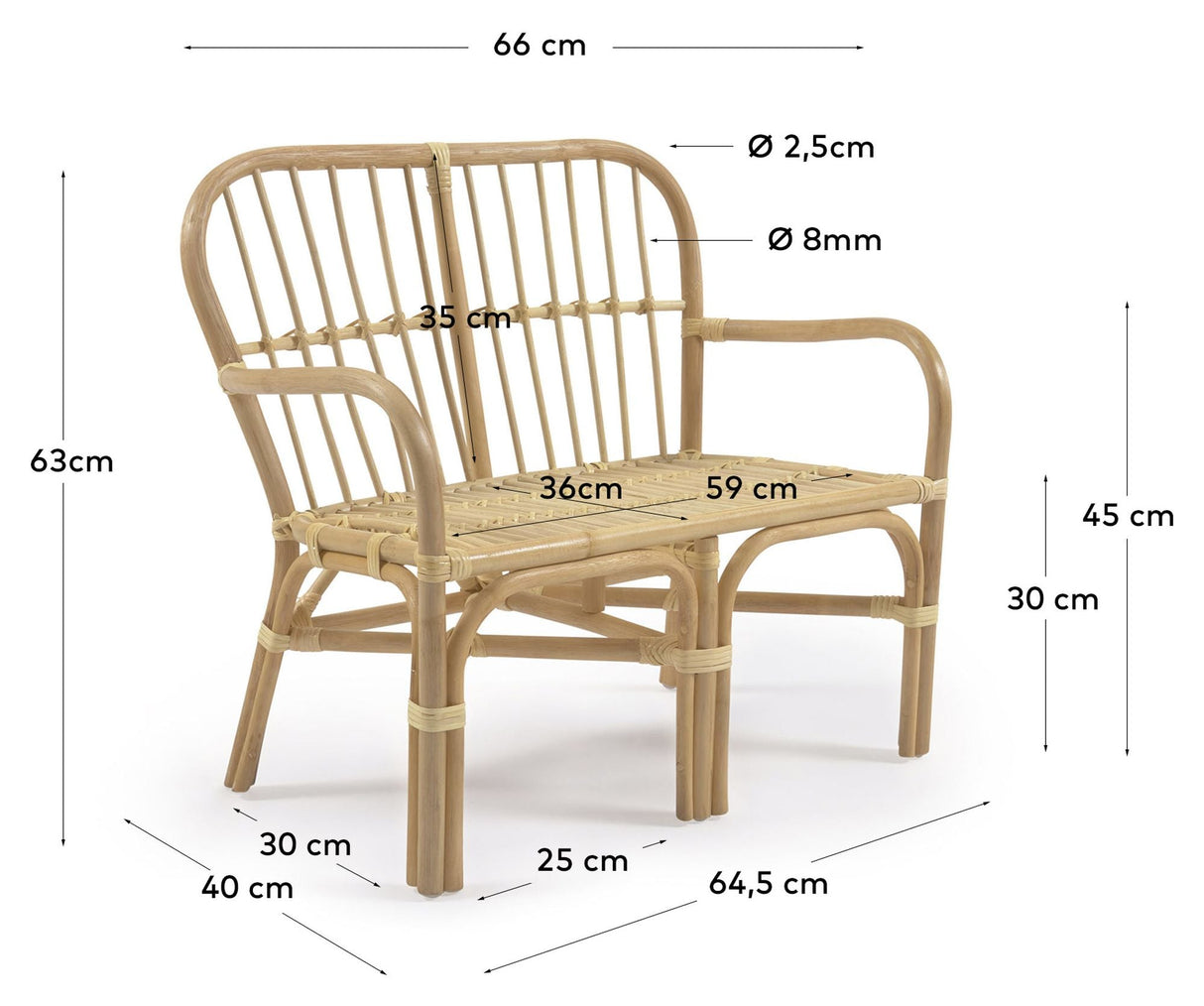Marzieh Børnebænk i Rattan - Unoliving.com