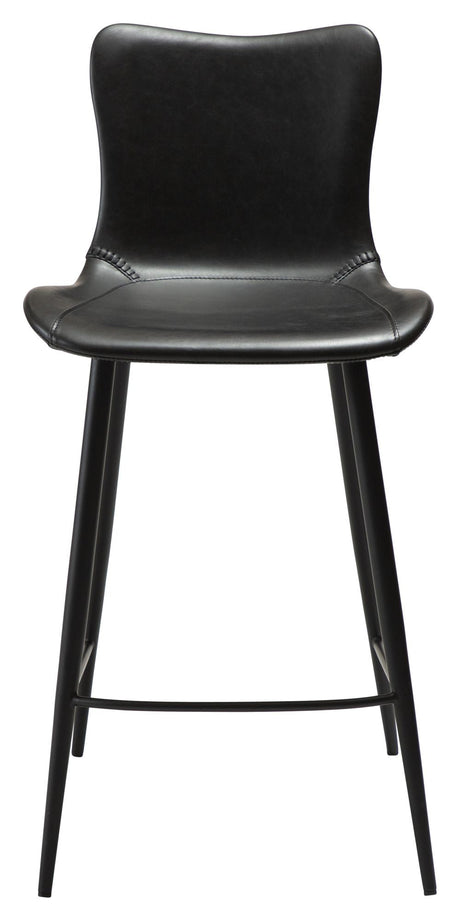 Medusa barstol, vintage sort kunstlæder, SH: 64cm - Unoliving.com
