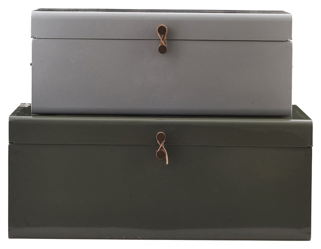 Metal Opbevaringskufferter - Grå/Grøn - Unoliving.com
