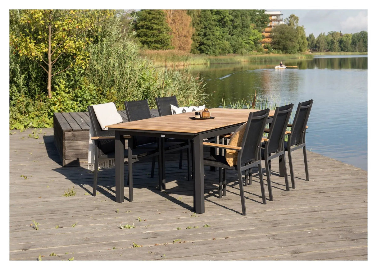 Mexico, Havebord m. udtræk, Sort alu/teak, 180/240