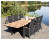 Mexico, Havebord m. udtræk, Sort alu/teak, 180/240