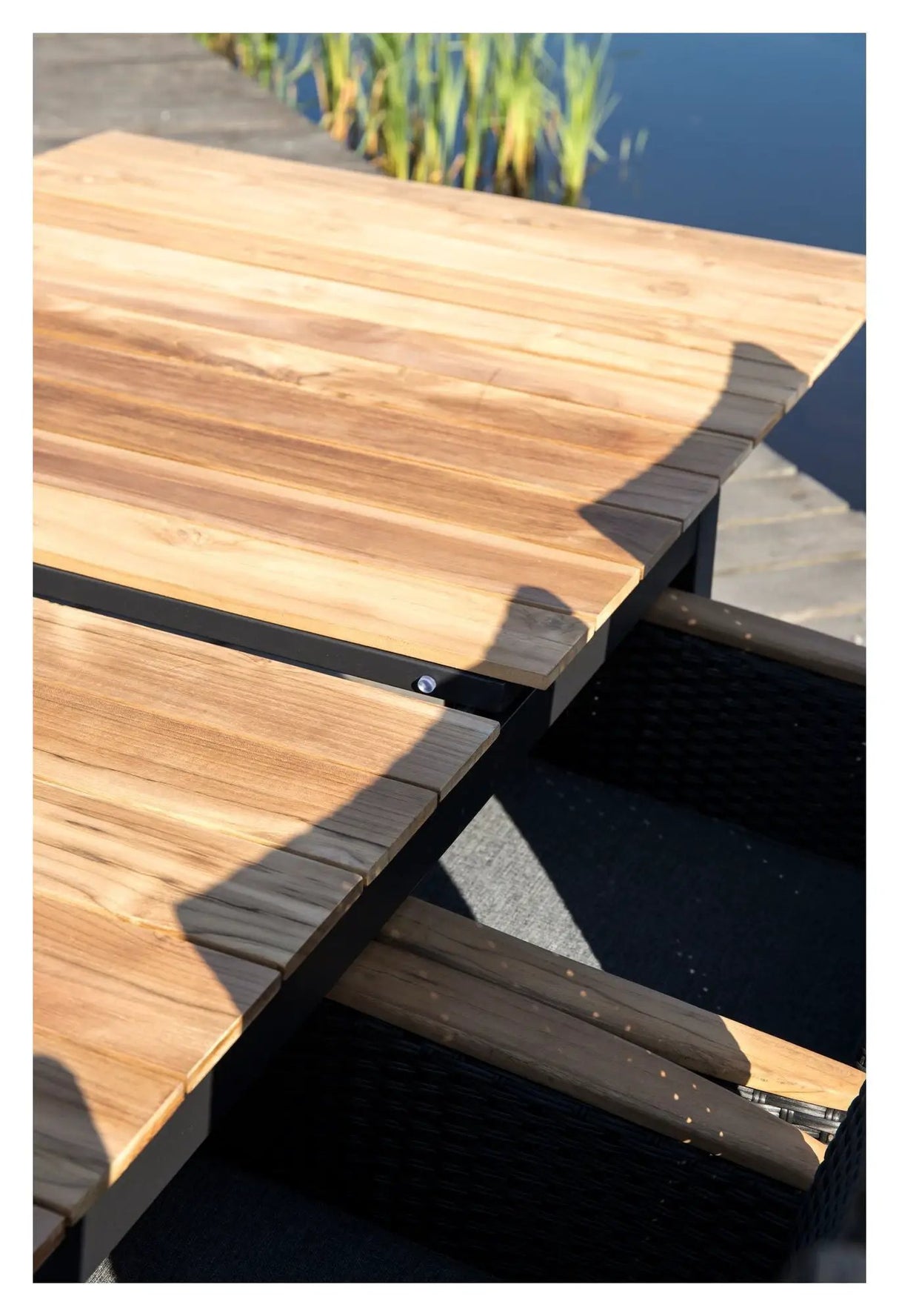 Mexico, Havebord m. udtræk, Sort alu/teak, 180/240