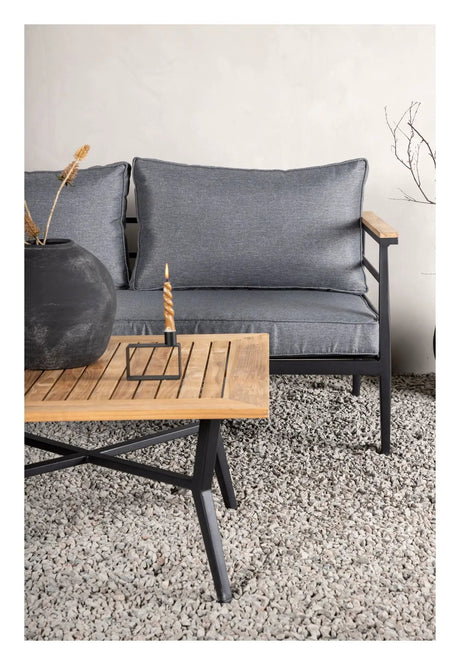 Mexico Hjørnesofa, Grå Alu/ Hynde/teak bord