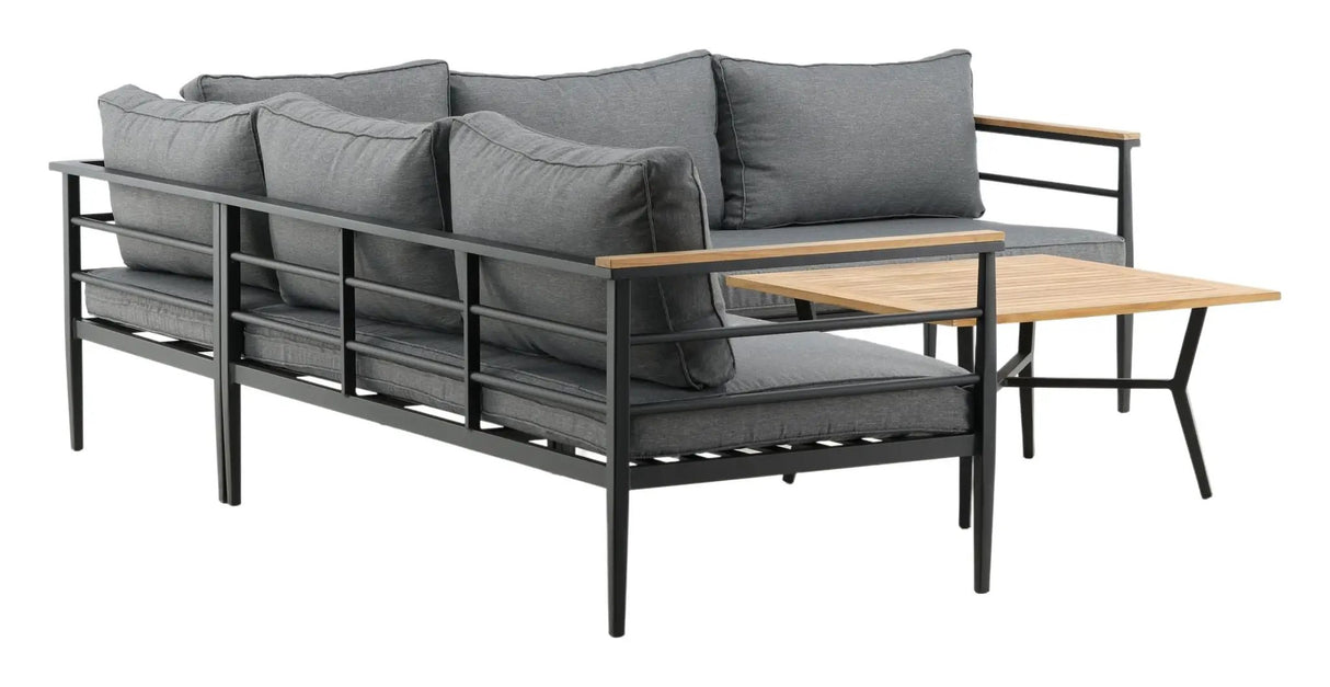 Mexico Hjørnesofa, Grå Alu/ Hynde/teak bord