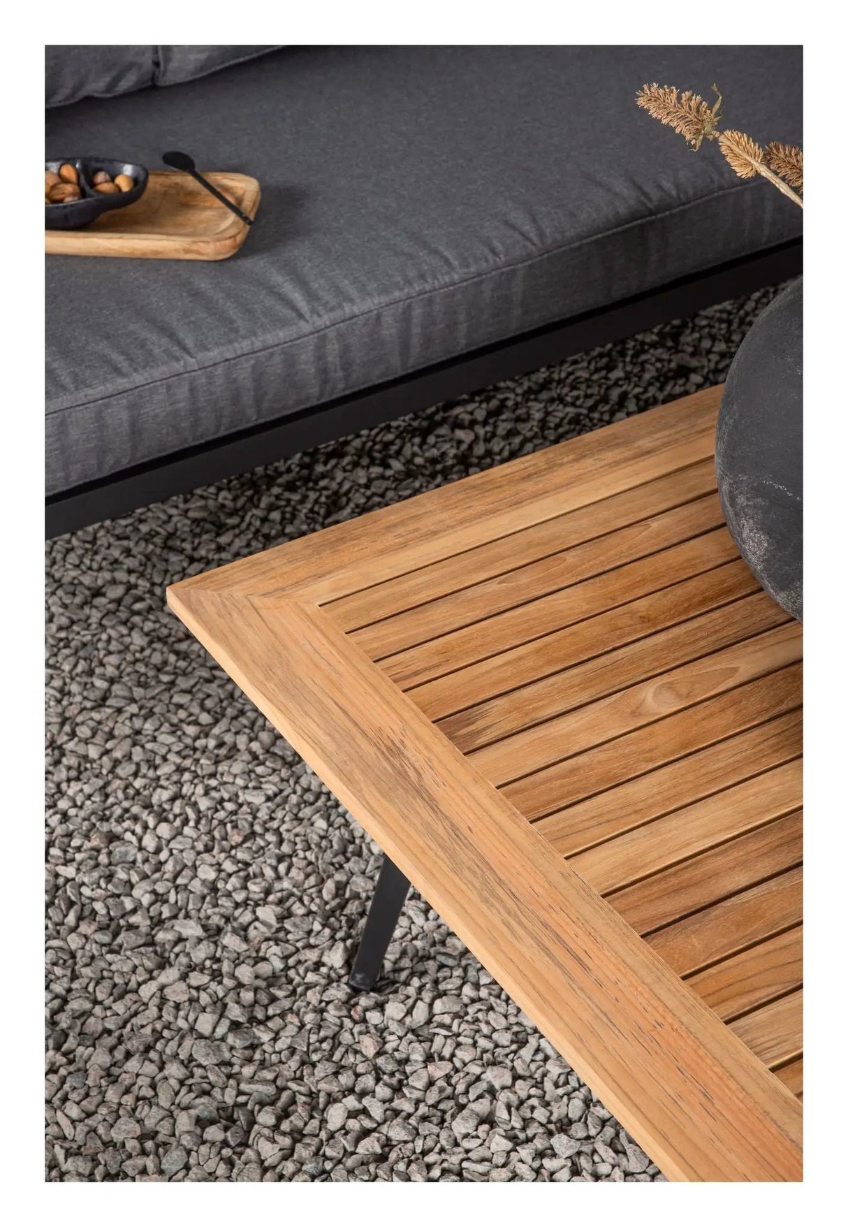 Mexico Hjørnesofa, Grå Alu/ Hynde/teak bord