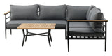 Mexico Hjørnesofa, Grå Alu/ Hynde/teak bord