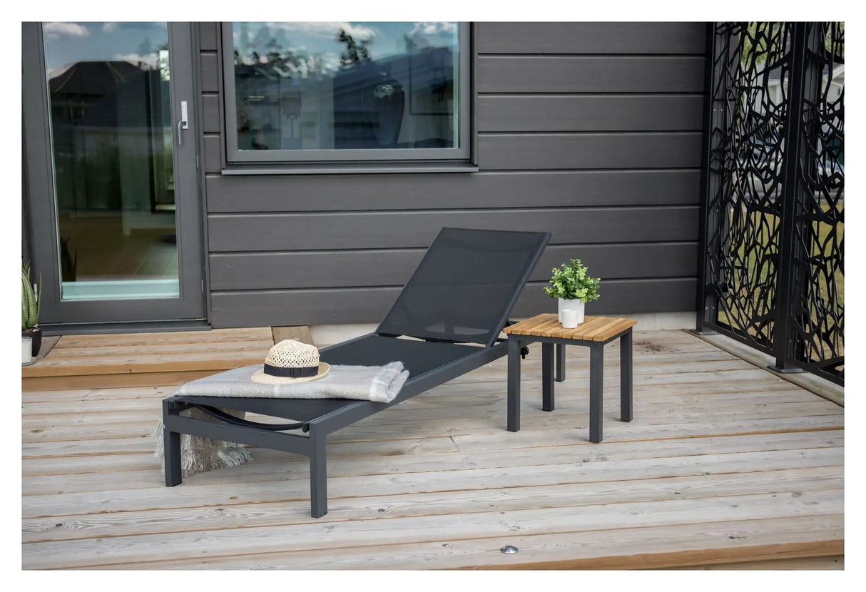 Mexico, Sidebord 40*40, Sort Aluminium/teak