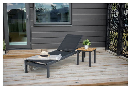 Mexico, Sidebord 40*40, Sort Aluminium/teak