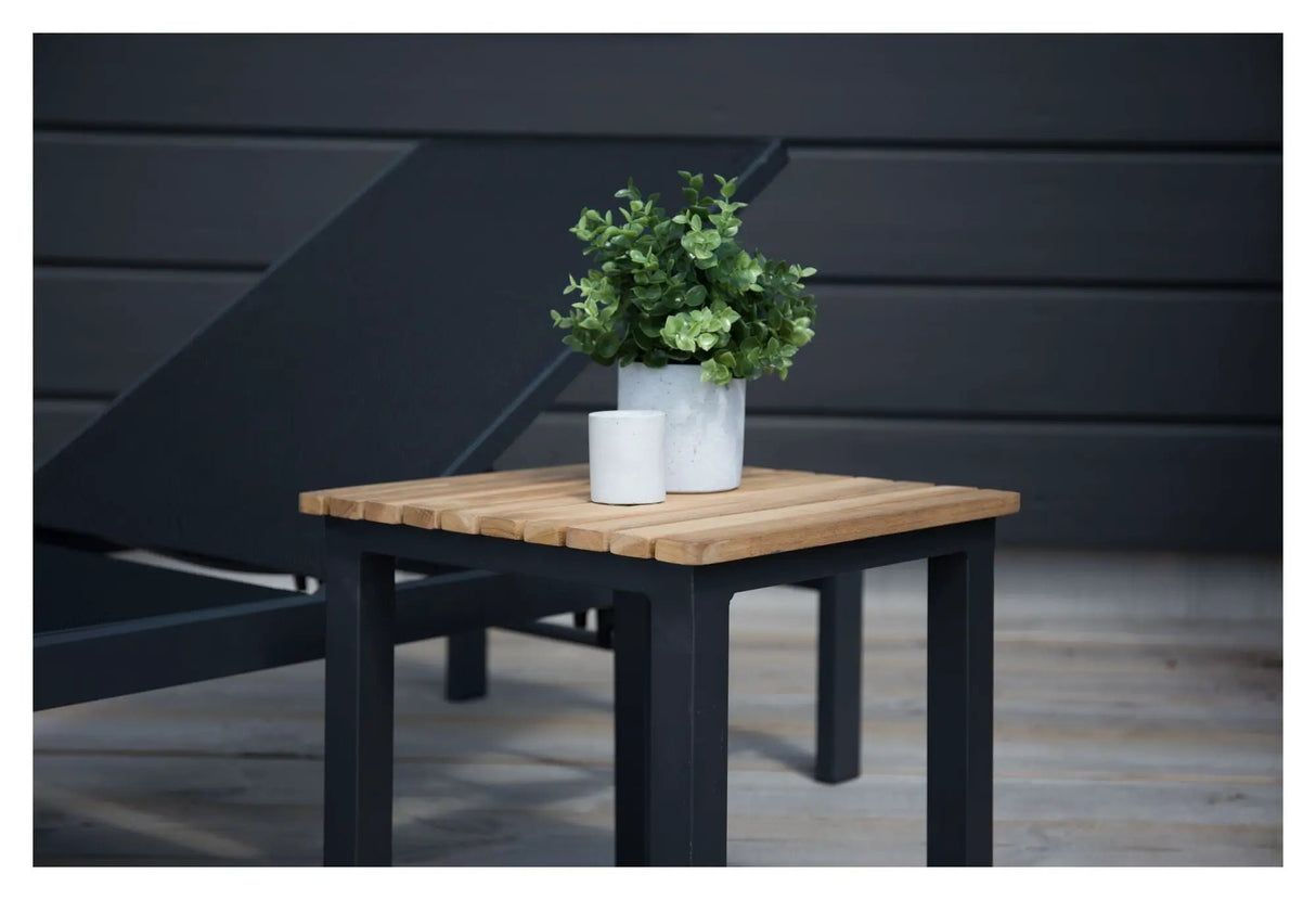 Mexico, Sidebord 40*40, Sort Aluminium/teak